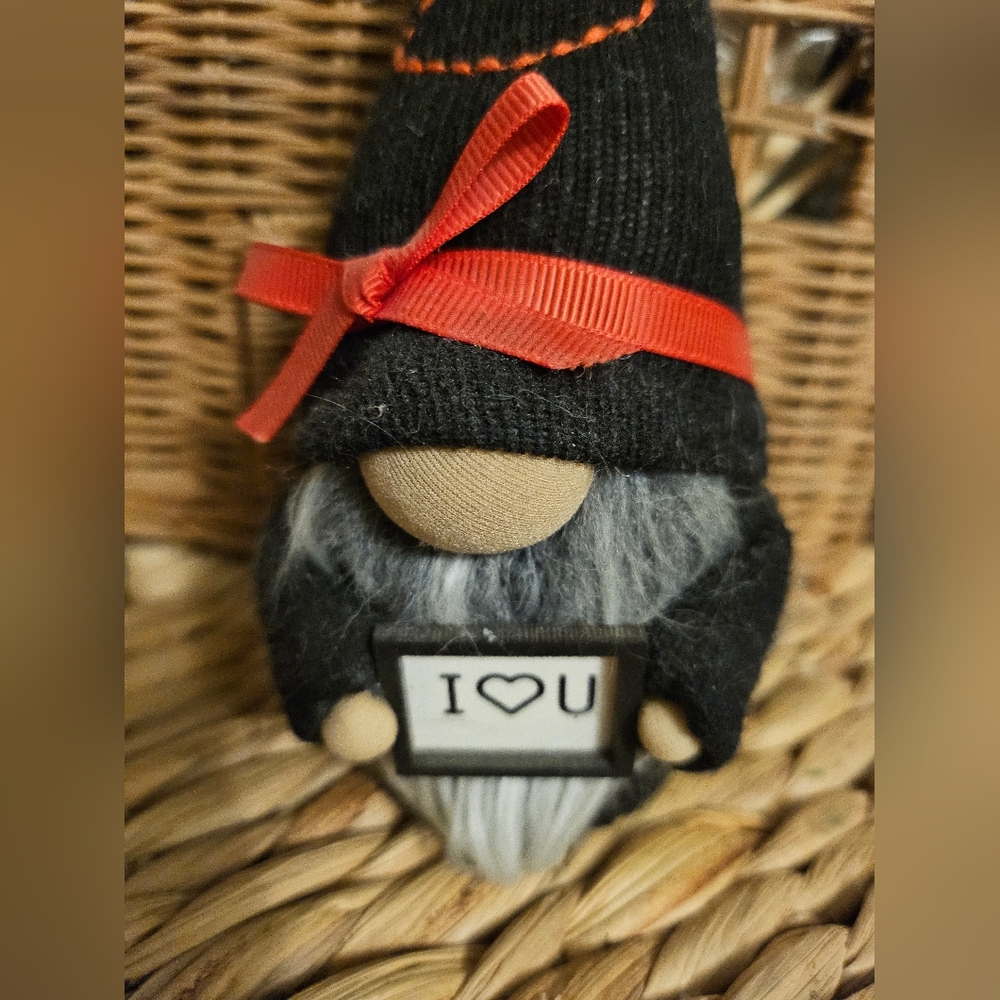 Cute Gnome with Red Hat and I Love You Sign